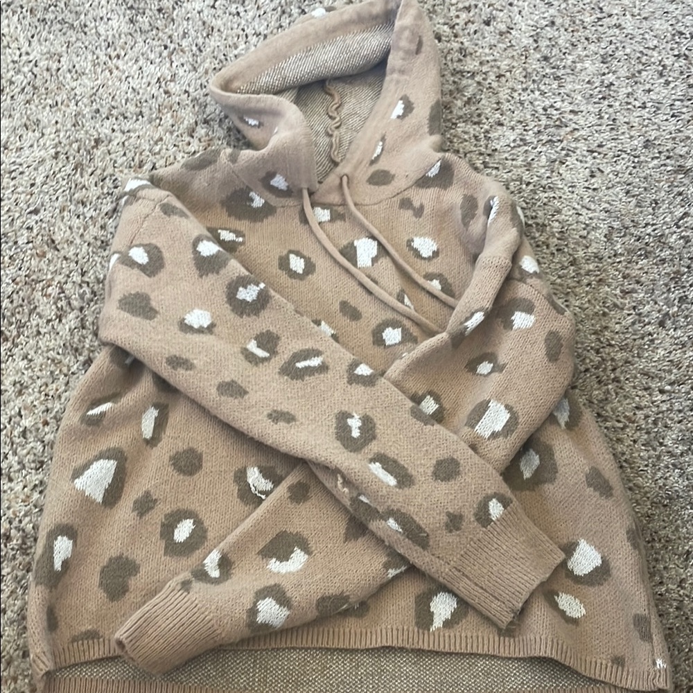 Newbury Kustom Tan and White Cowl Neck Jacket